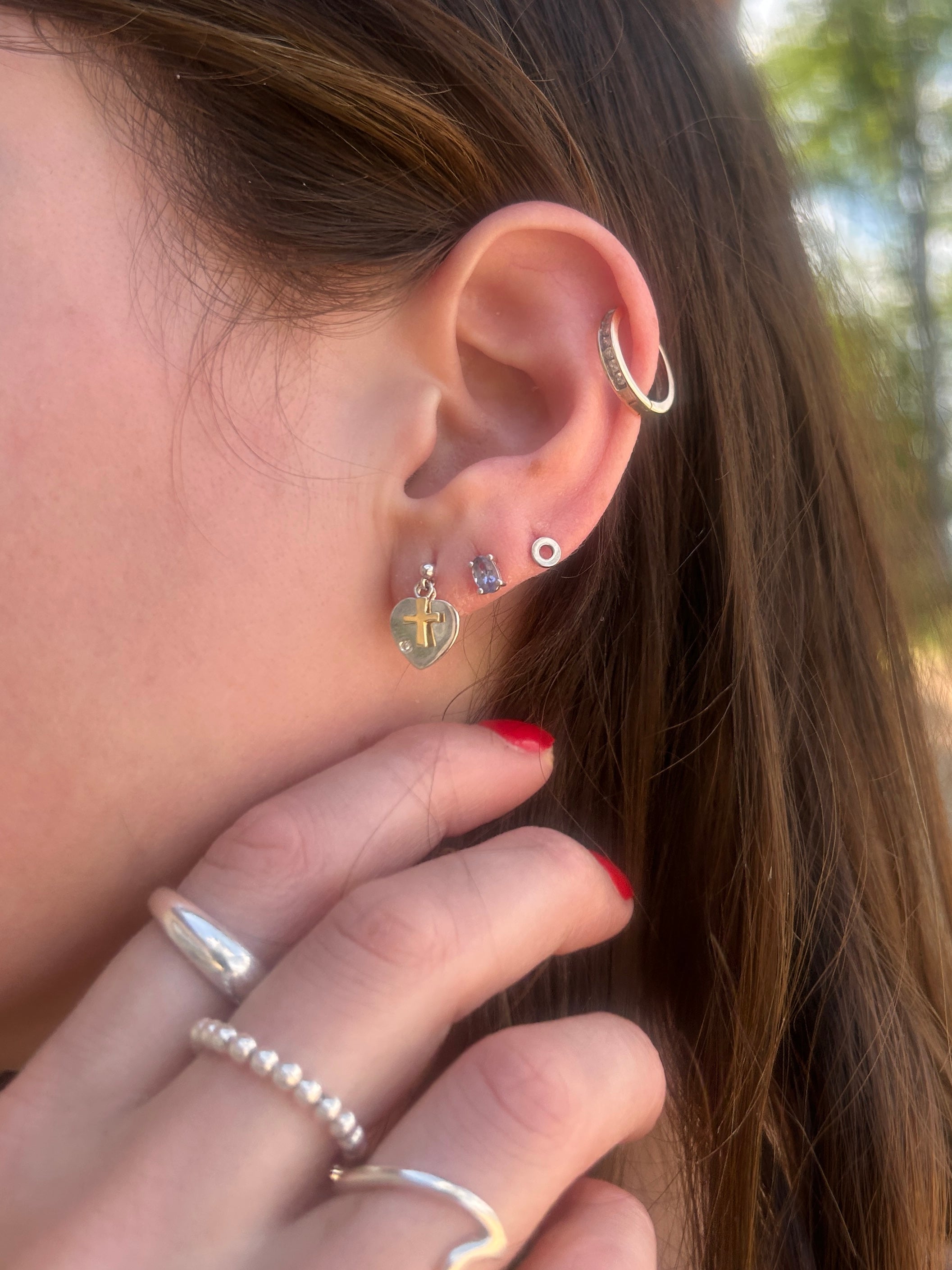 Cross My Heart Diamond Stud Earrings