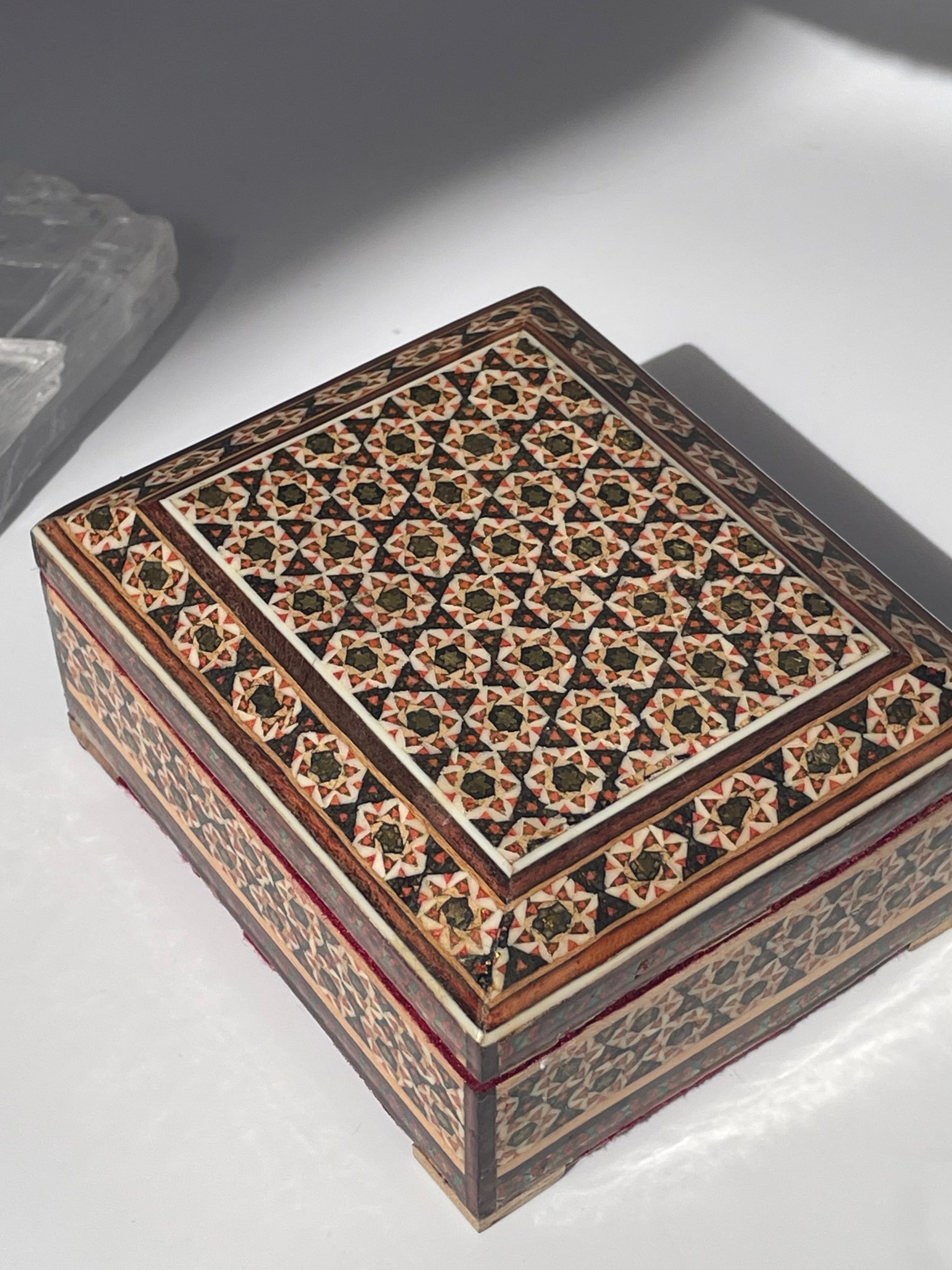 Mother of Pearl Geometric Star Inlay Jewelry Box