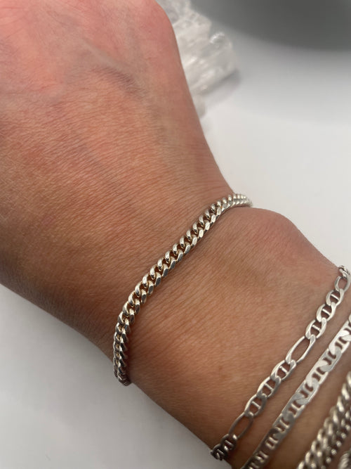 Italian Silver Curb Chain Bracelet