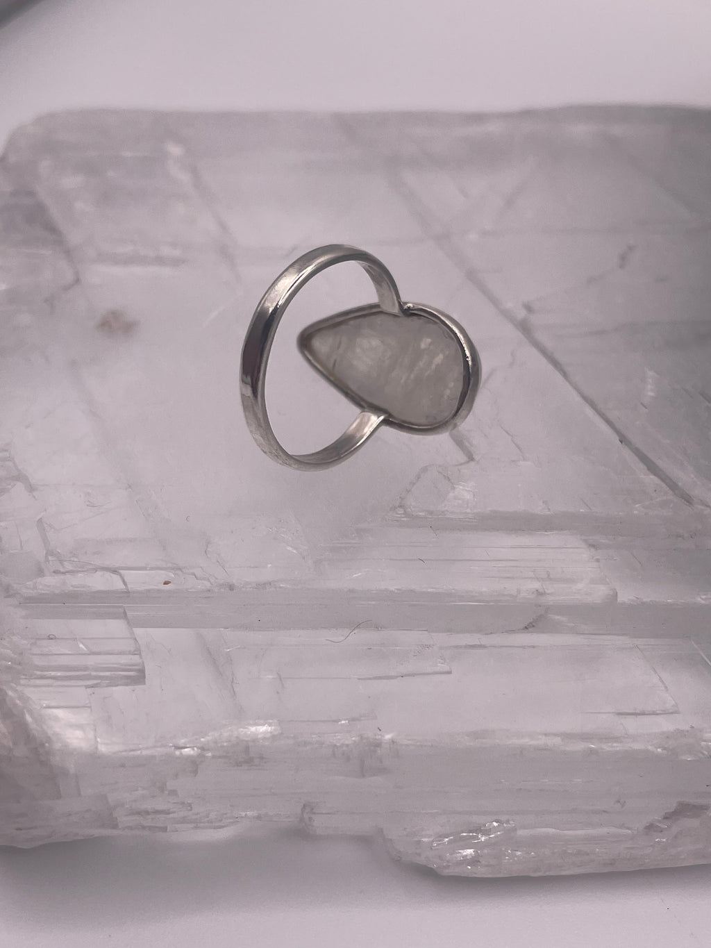 Sterling Silver Moonstone Teardrop Statement Ring