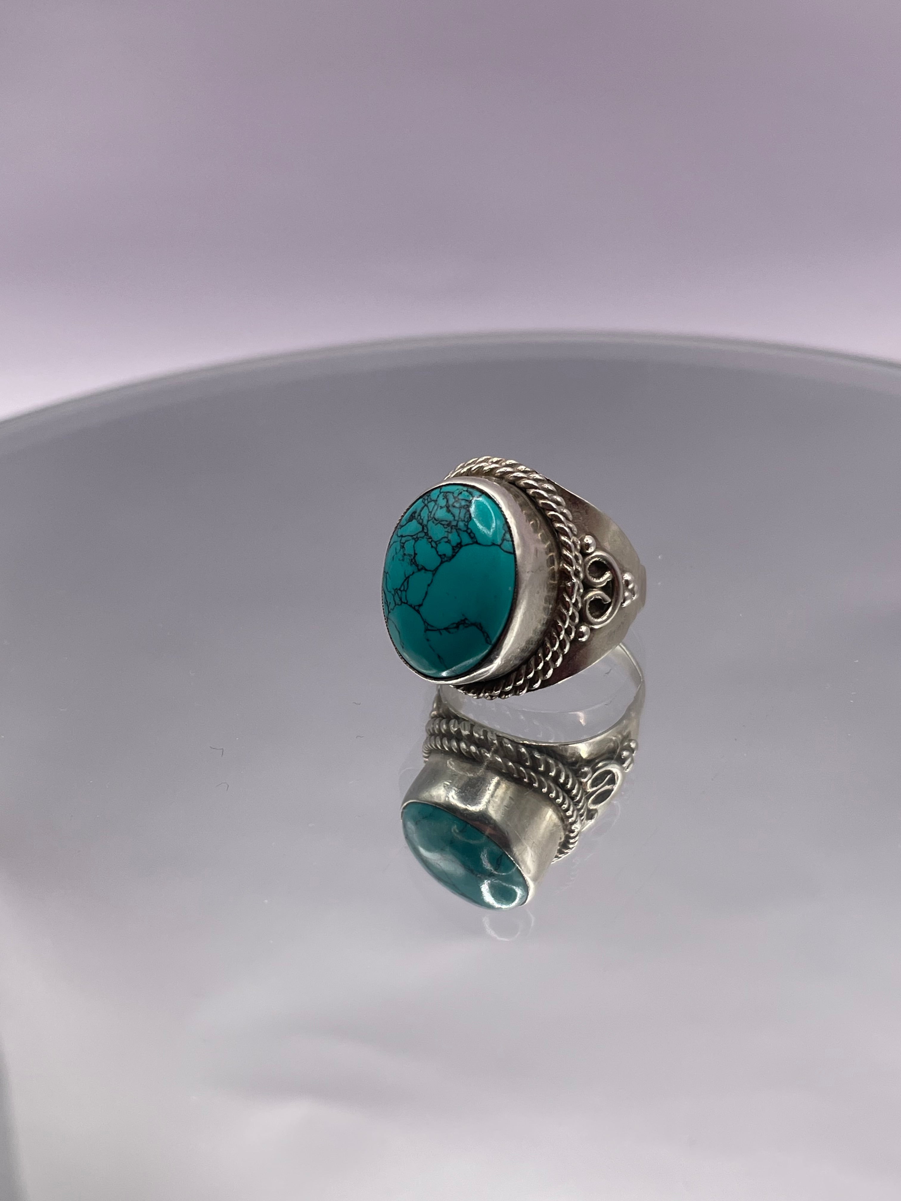Sterling Silver Turquoise Statement Filigree Ring