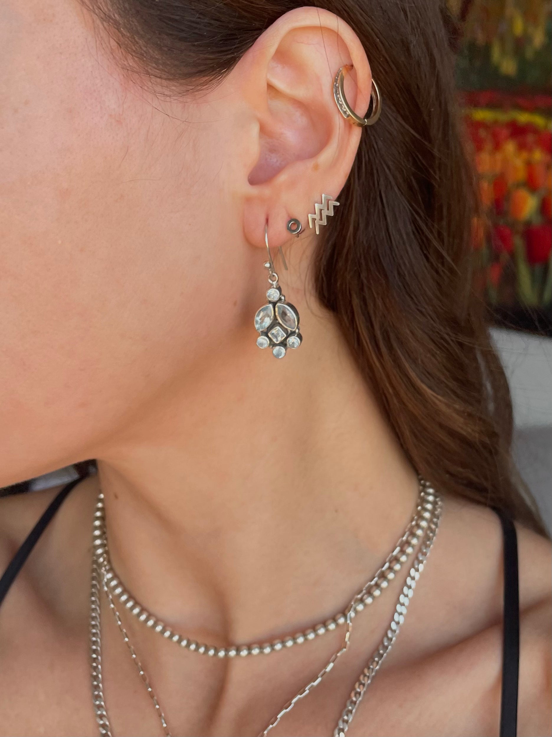 Topaz Cluster Drop Earrings