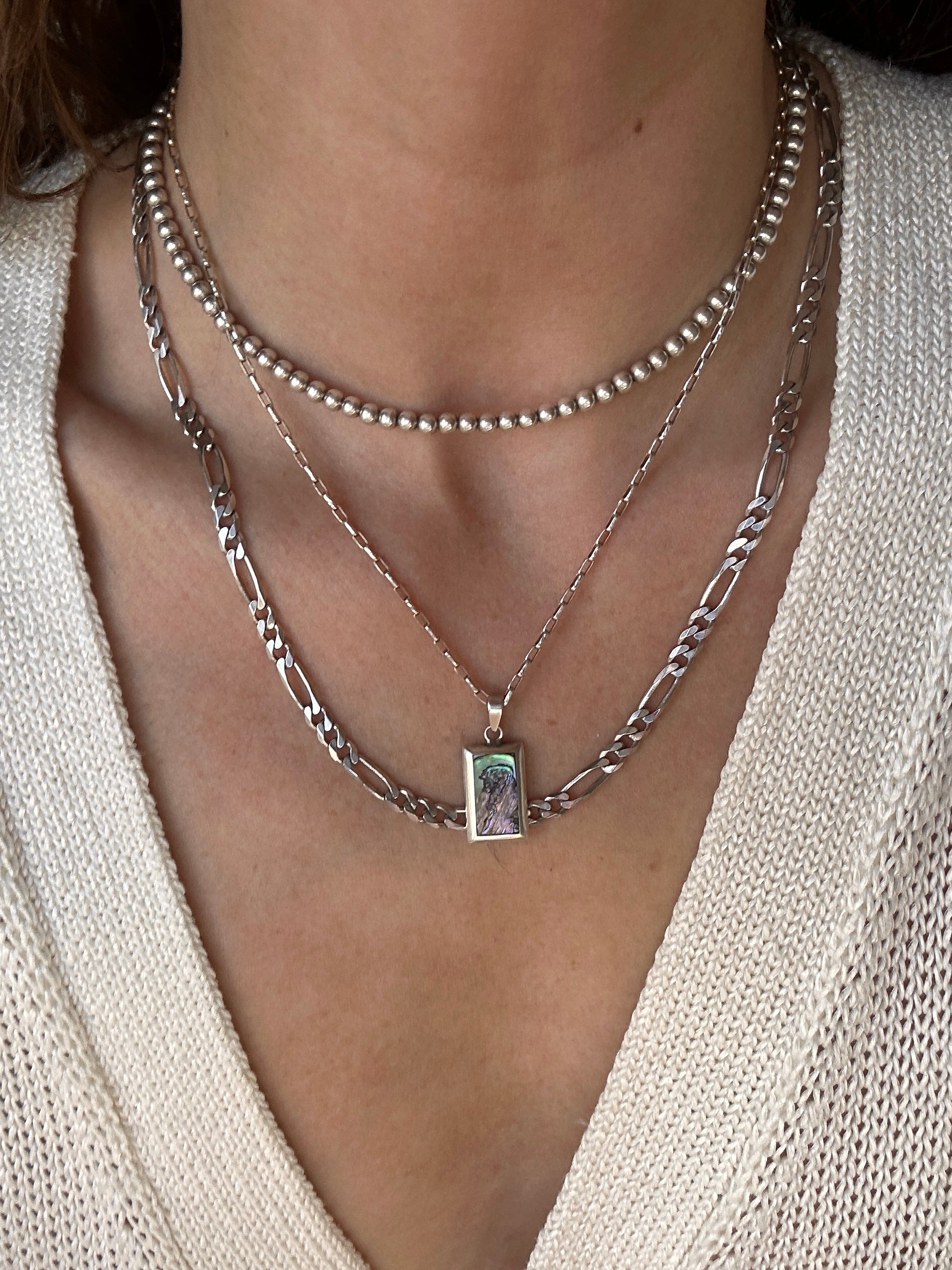 Vintage Sterling Silver Figaro Chain Necklace