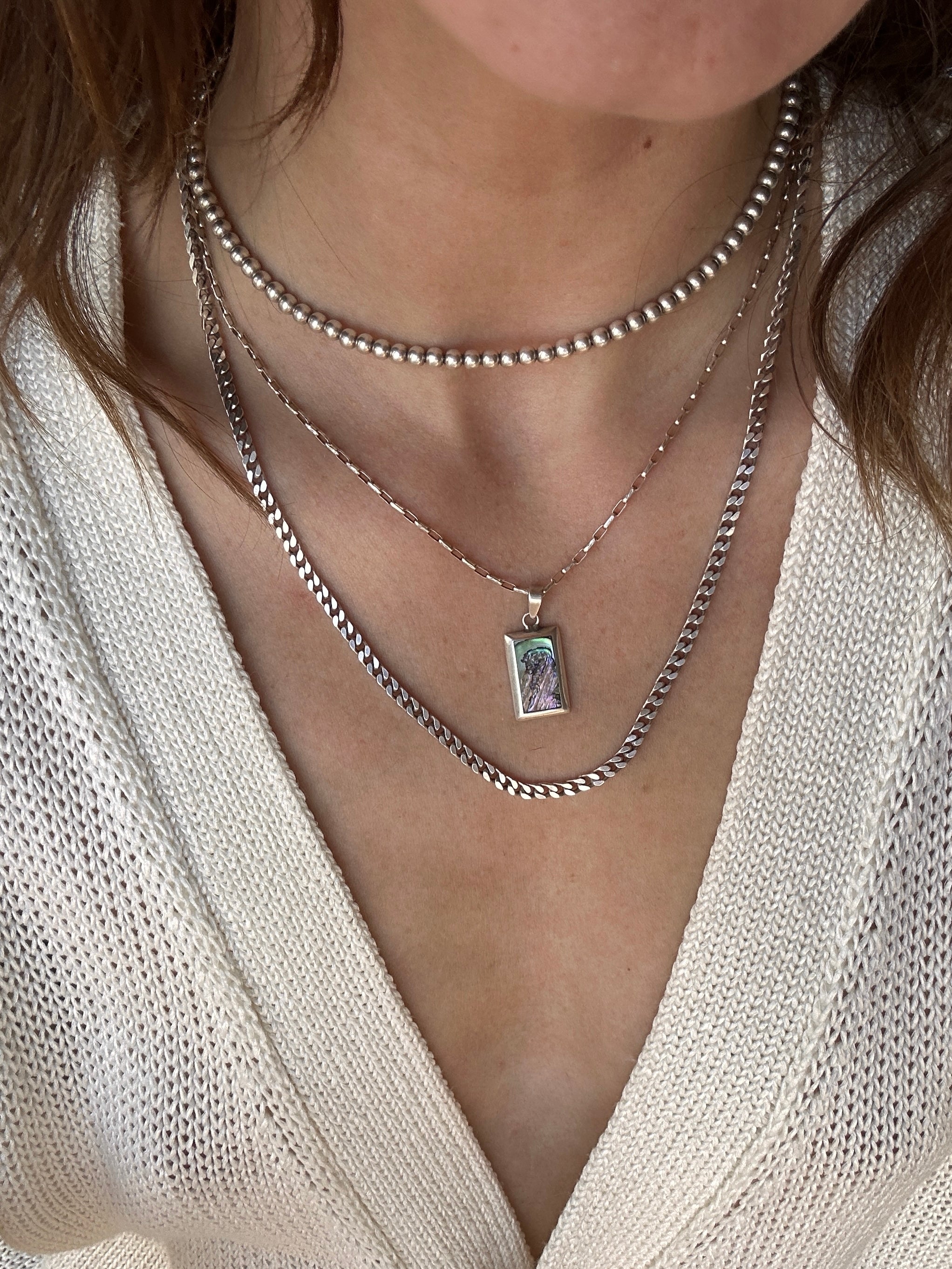 Italian Silver Chunky Curb Chain Necklace