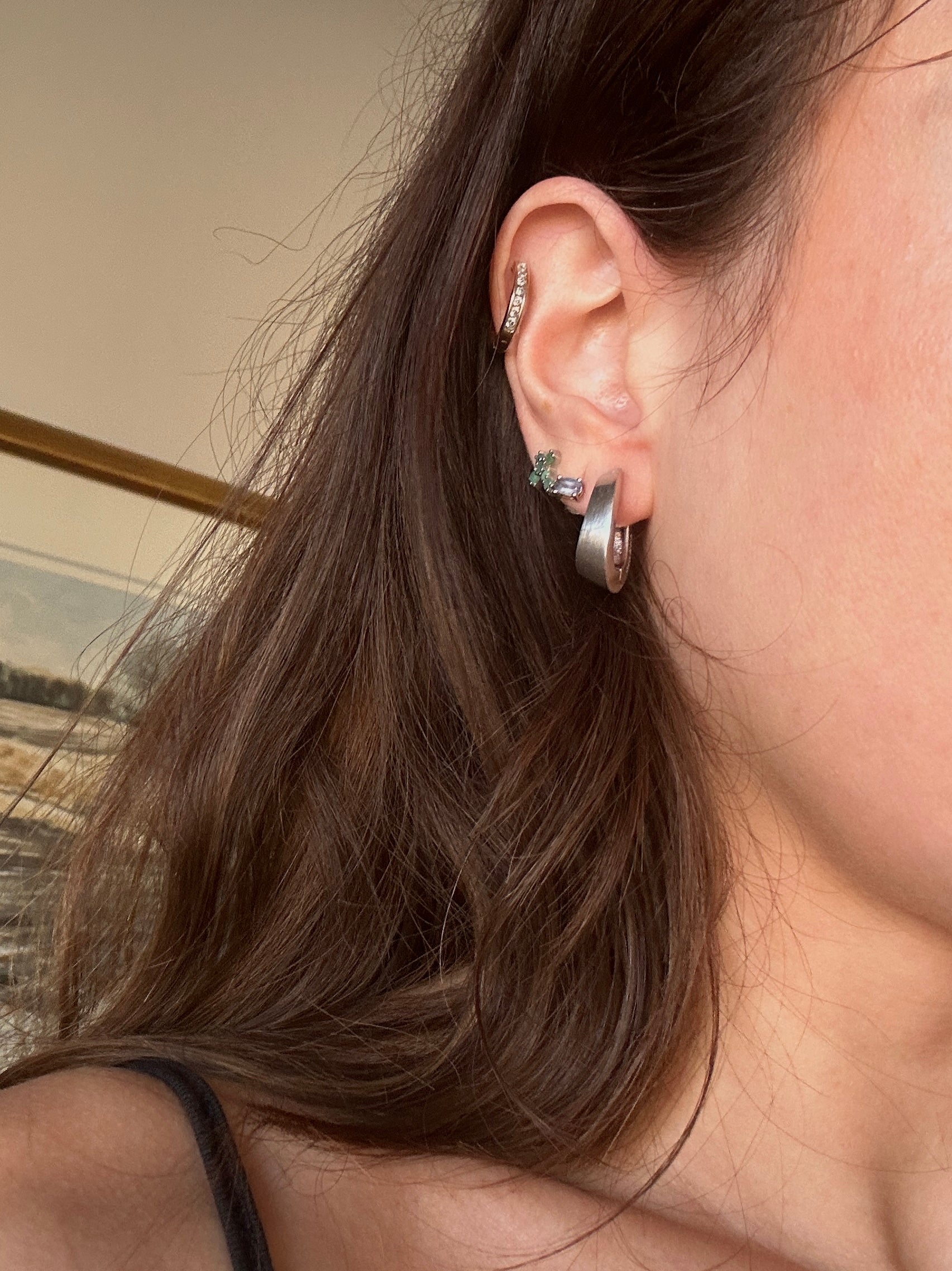 Sterling Silver Viventi Snap Hoop Earrings