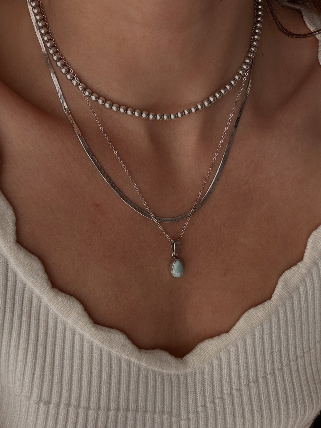 Sterling Silver Flat Chain Minimal Herringbone Necklace