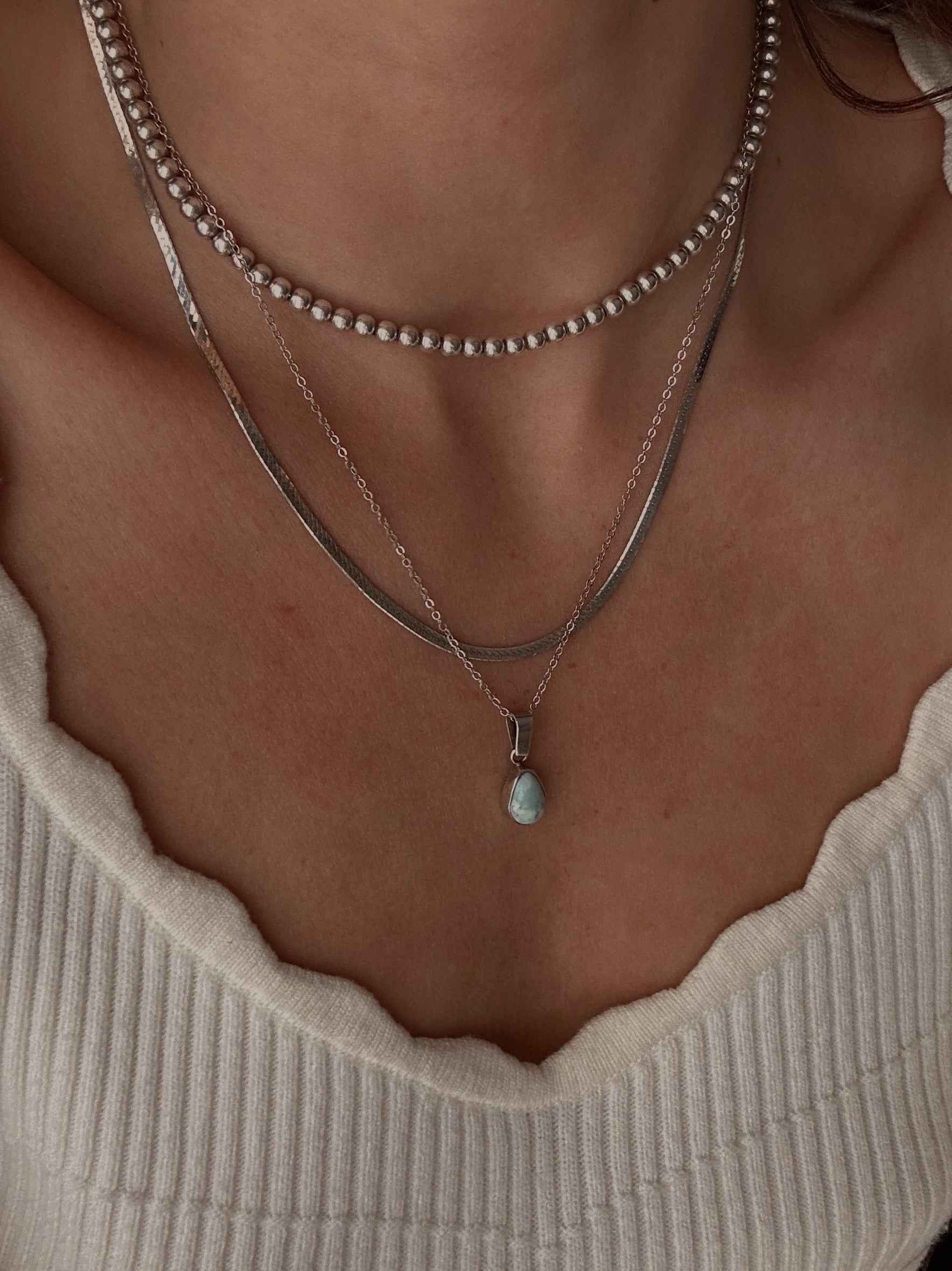 Sterling Silver Flat Chain Minimal Herringbone Necklace