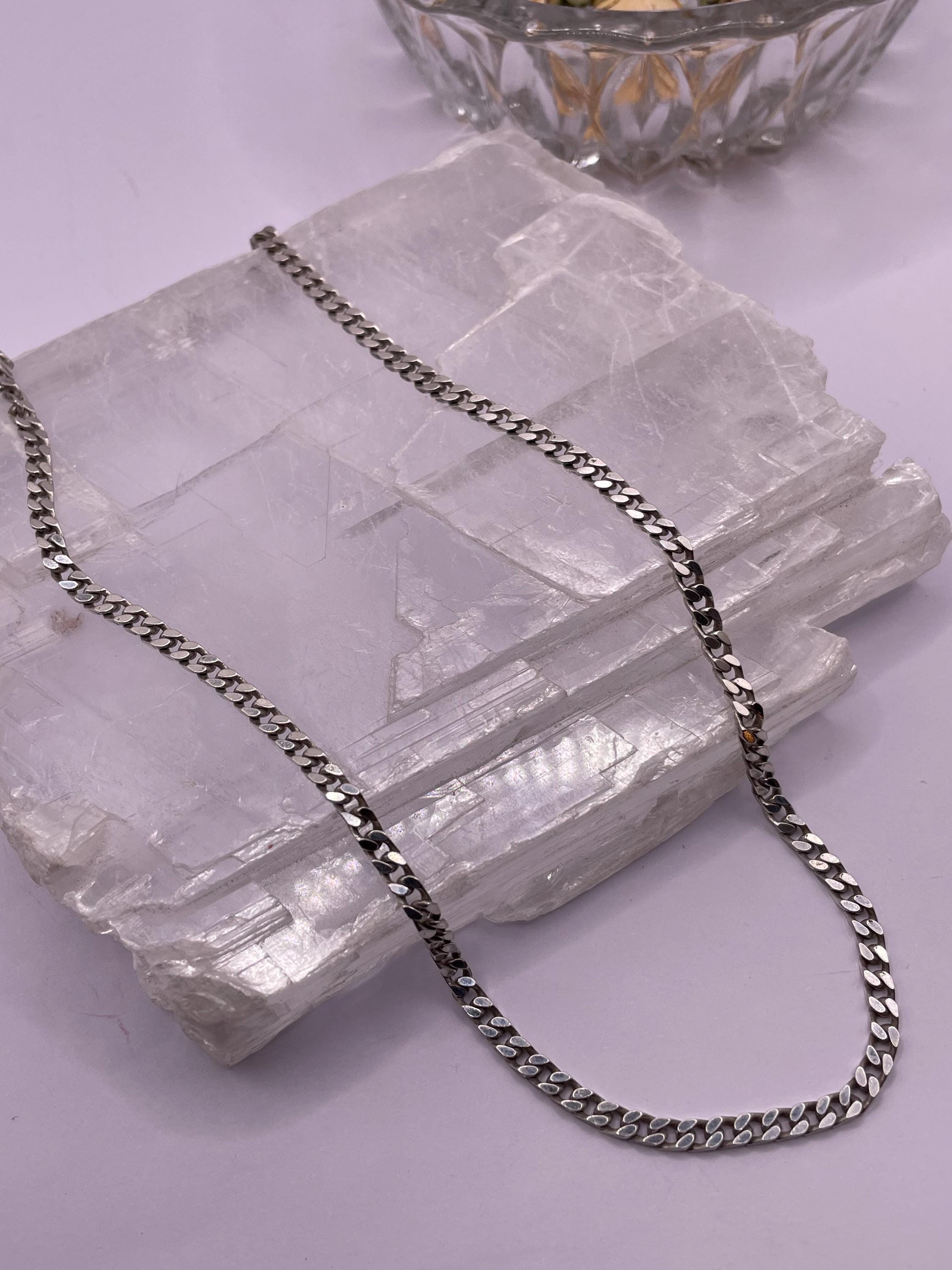 Italian Silver Chunky Curb Chain Necklace