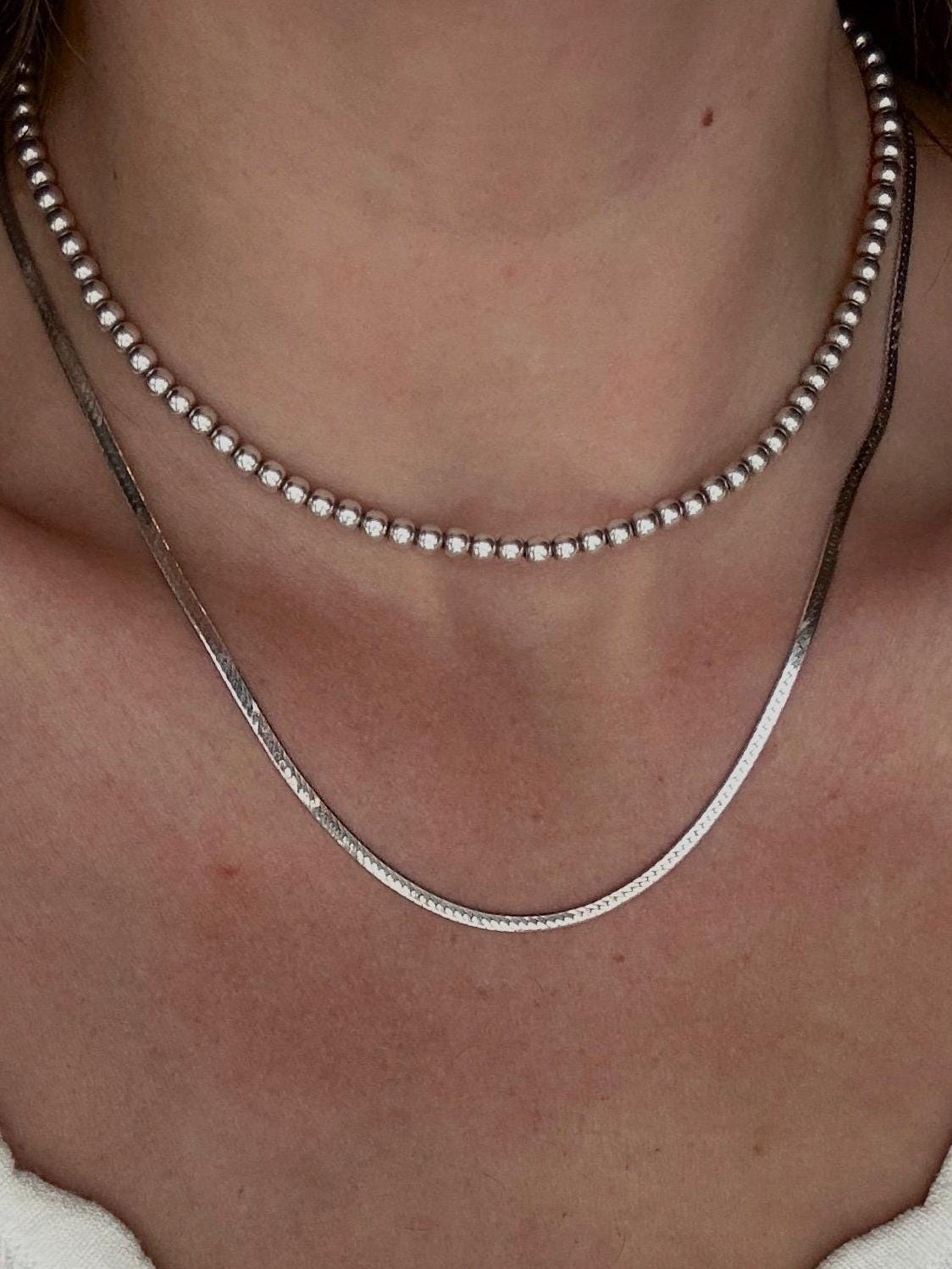 Sterling Silver Flat Chain Minimal Herringbone Necklace