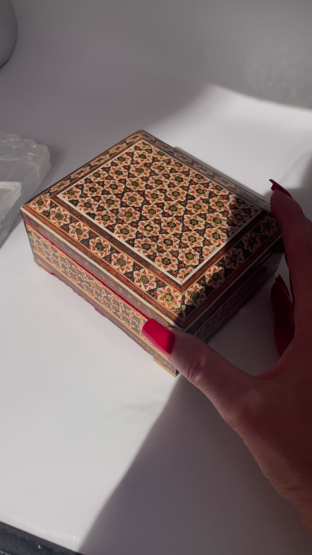 Mother of Pearl Geometric Star Inlay Jewelry Box